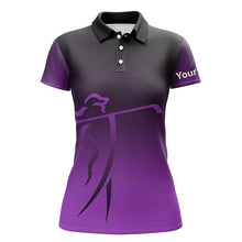 Load image into Gallery viewer, Womens golf polos shirts custom name purple gradient golf apparel, coolest polo shirts for ladies NQS7953