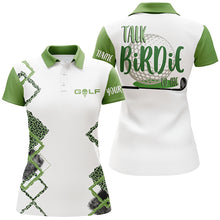 Load image into Gallery viewer, Green white leopard golf shirt custom funny Women golf polo shirts talk birdie to me lady golf clothes NQS6041