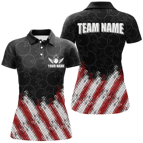 Red, white and black Camo Custom Bowling Polo, 1/4 Quarter zip shirts Team Bowling league jerseys NQS8161