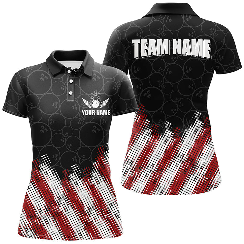 Red, white and black Camo Custom Bowling Polo, 1/4 Quarter zip shirts Team Bowling league jerseys NQS8161