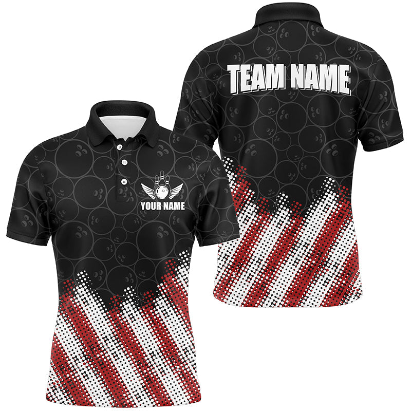 Red, white and black Camo Custom Men Bowling Polo, 1/4 Quarter zip shirts Team Bowling league jerseys NQS8161