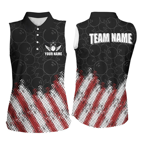 Red, white and black Camo Custom Women Sleeveless Polo shirts Team Bowling league jerseys NQS8161