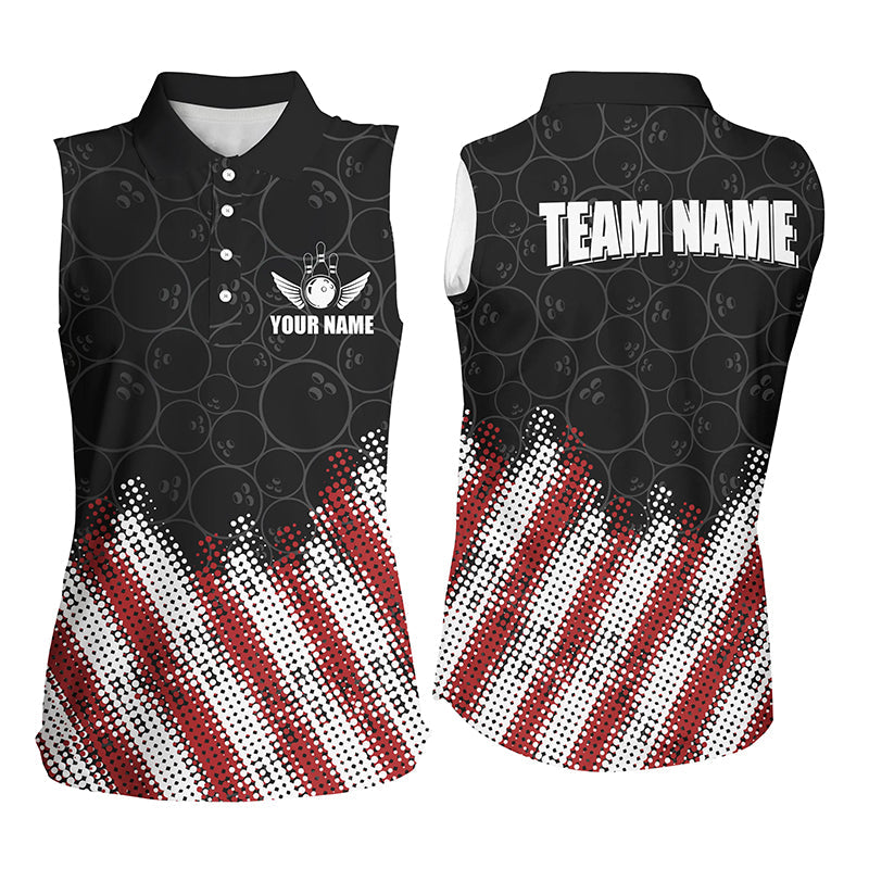 Red, white and black Camo Custom Women Sleeveless Polo shirts Team Bowling league jerseys NQS8161