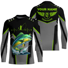 Load image into Gallery viewer, Personalized Black Mahi mahi Fishing jerseys, Team Dorado Fishing Long Sleeve tournament shirts| Green NQS6270