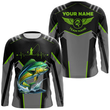 Load image into Gallery viewer, Personalized Black Mahi mahi Fishing jerseys, Team Dorado Fishing Long Sleeve tournament shirts| Green NQS6270