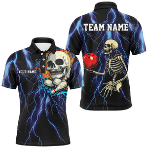 Blue lightning thunder storm skull flame Bowling Shirts For Men Custom Bowling Team Bowler Jerseys NQS8589