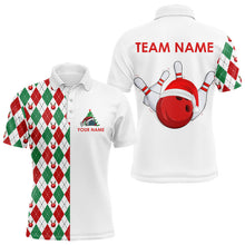 Load image into Gallery viewer, Christmas Bowling Polo, 1/4 Zip Shirts For Men custom red, white, green argyle pattern Bowling Jersey NQS9060