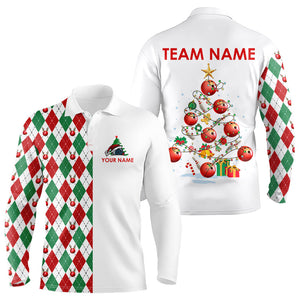 Christmas Tree Bowling Shirts For Men custom red, white, green argyle pattern Bowling Team Jerseys NQS9061