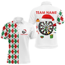 Load image into Gallery viewer, Dart Polo, Quarter Zip Shirts For Men custom red, white, green argyle pattern Christmas dart shirt NQS9062