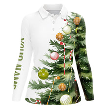 Load image into Gallery viewer, White Women golf polo shirts custom Christmas tree golf shirt for ladies, Christmas golf gifts NQS9070