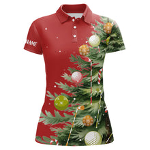 Load image into Gallery viewer, Red Women golf polo shirts custom Christmas tree golf shirt for ladies, Christmas golf gifts NQS9072