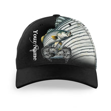 Load image into Gallery viewer, Striped Bass fishing scales Custom Striper fishing hat Unisex Fishing Baseball Angler hat cap NQS9075