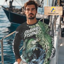 Load image into Gallery viewer, Personalized Crappie Fishing green scales compass fishing shirts Custom tournament fishing jerseys NQS11154