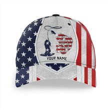 Load image into Gallery viewer, American flag Bass fishing Custom Fishing Baseball hat cap for angler, gift for fisherman NQS9307