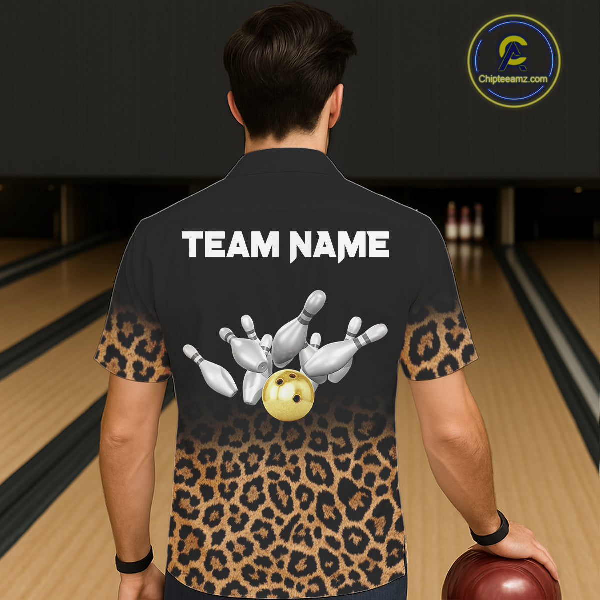 Custom Leopard Hawaiian Bowling Jerseys, Personalized Leopard Bowling Team Button-up shirts NQS11570