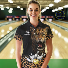 Load image into Gallery viewer, Custom Leopard Bowling Polo, Quarter Zip Jerseys for Women, Personalized Leopard Bowling Team shirts NQS11570