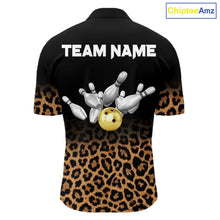 Load image into Gallery viewer, Custom Leopard Bowling Polo, Quarter Zip Jerseys for Men, Personalized Leopard Bowling Team shirts NQS11570