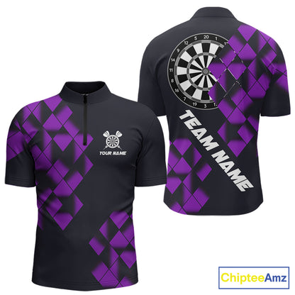 Personalized Black and Purple Dart Board 3D Printed Men Dart Shirts Custom Cool Dart Jerseys For Team NQS11568