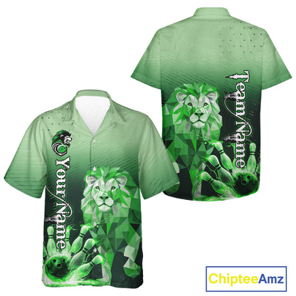 Green Lightning Lion Bowling Hawaiian Shirt Custom Lion Bowling Team jerseys NQS11568