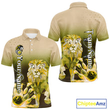 Load image into Gallery viewer, Yellow Lightning Lion Bowling Polo, Quarter Zip Shirts for Men Custom Lion Bowling Team jerseys NQS11569