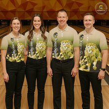 Load image into Gallery viewer, Yellow Lightning Lion Bowling Polo, Quarter Zip Shirts for Men Custom Lion Bowling Team jerseys NQS11569