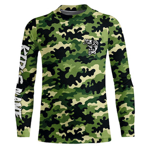 Bass fishing green camouflage Custom bass fishing Shirts jerseys - personalized camo fishing apparel NQS7568
