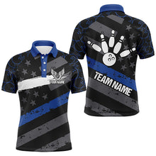 Load image into Gallery viewer, Black American flag Men bowling shirts Custom bowling camo Team Jerseys, gift for Bowlers | Blue NQS7575