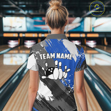 Load image into Gallery viewer, Blue Grunge pattern Bowling Team Shirt For Women Custom Bowling jersey Uniform Bowler Outfits NQS10041