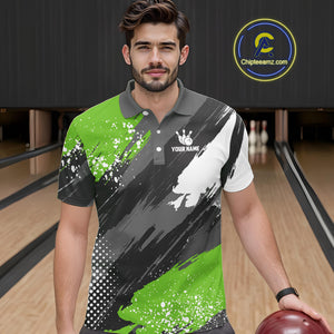 Green Grunge pattern Bowling Team Shirt For Men Custom Bowling jersey Uniform Bowler Outfits NQS10042