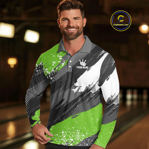 Green Grunge pattern Bowling Team Shirt For Men Custom Bowling jersey Uniform Bowler Outfits NQS10042