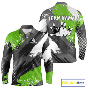 Green Grunge pattern Bowling Team Shirt For Men Custom Bowling jersey Uniform Bowler Outfits NQS10042