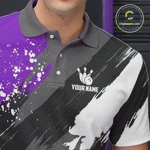 Load image into Gallery viewer, Purple Grunge pattern Bowling Team Shirt For Men Custom Bowling jersey Uniform Bowler Outfits NQS10043