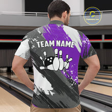 Load image into Gallery viewer, Purple Grunge pattern Bowling Team Shirt For Men Custom Bowling jersey Uniform Bowler Outfits NQS10043