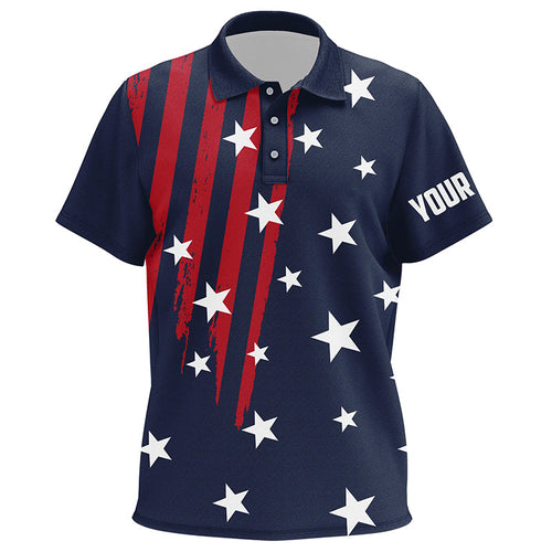 Personalized Navy golf polos shirts for Kid American flag 4th July custom patriot best Kid golf wears NQS7959