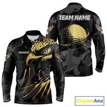 Load image into Gallery viewer, Black and Gold Eagle golf polo shirts for men custom men&#39;s golf team shirts, personalized golf gifts NQS10208