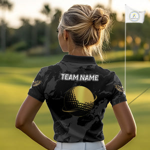 Black & Gold Eagle golf polo shirts for Women custom Women's golf team shirts, personalized golf gift NQS10208