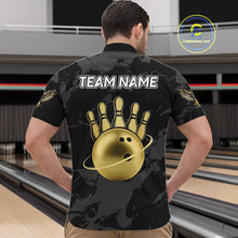 Load image into Gallery viewer, Black and Gold Eagle Bowling Polo, Quarter Zip Shirts For Men custom Bowling league outfits NQS10209
