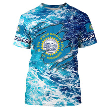 Load image into Gallery viewer, Blue sea wave ocean camo South Dakota flag patriot shirt Custom sun protection fishing shirts NQS8164