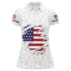 American flag Bowling camo Custom Women Bowling Polo, 1/4 Quarter zip shirts Team Bowling jerseys NQS8168