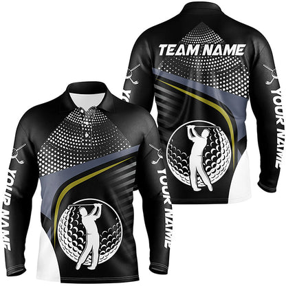 Black and White Golf ball custom Mens golf polo shirts, golf attire for men NQS8173