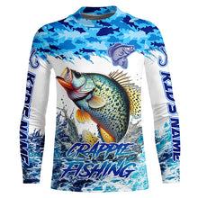 Load image into Gallery viewer, Crappie fishing Blue ocean camo Custom UV protection fishing long sleeve shirt, Crappie Fishing jersey NQS8172