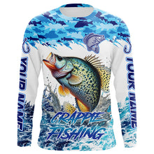 Load image into Gallery viewer, Crappie fishing Blue ocean camo Custom UV protection fishing long sleeve shirt, Crappie Fishing jersey NQS8172