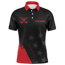 Load image into Gallery viewer, Red and Black stars Men golf polo shirts custom mens golf tops, unique golf gifts NQS8391