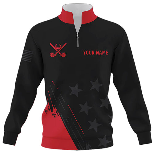 Red and Black stars Quarter zip golf sweatshirt custom golf sweater, unique golf gifts NQS8391