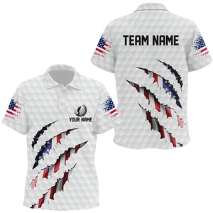 Personalized American Flag Kid golf polo shirt, Custom Patriotic Golf Team Shirts for kid NQS8392