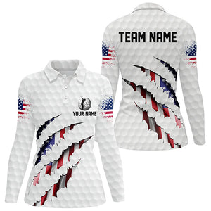 Personalized American Flag Women golf polo shirts, Custom Patriotic Golf Team Shirts For Women NQS8392