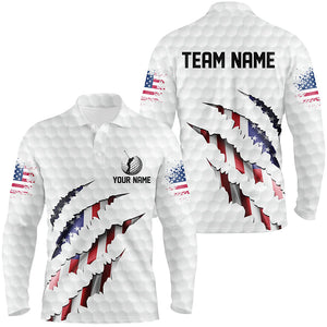 Personalized American Flag Men golf polo shirts, Custom Patriotic Golf Team Shirts For men NQS8392