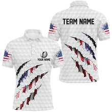 Load image into Gallery viewer, Personalized American Flag matching golf shirts for couples, Custom Patriotic Golf Team Shirts NQS8392