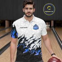 Load image into Gallery viewer, Black and White Camo Bowling Shirts For Men Custom Bowling Team League Jerseys | Blue NQS10561