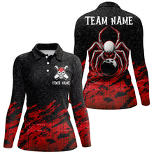 Load image into Gallery viewer, Red and Black Spider Custom Halloween Bowling Team Shirts For Women, Bowling Gifts NQS8599